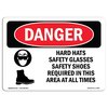 Signmission OSHA Danger, Hard Hats Safety Glasses Shoes Required, 5in X 3.5in Decal, 5" W, 3.5" H, Landscape OS-DS-D-35-L-1295